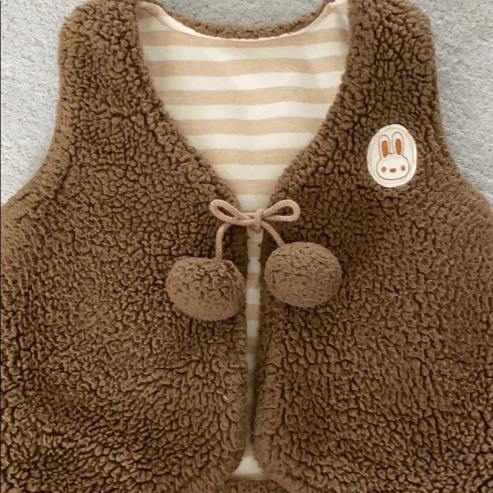 Baby Fuzzy Furry Bear Brown Vest